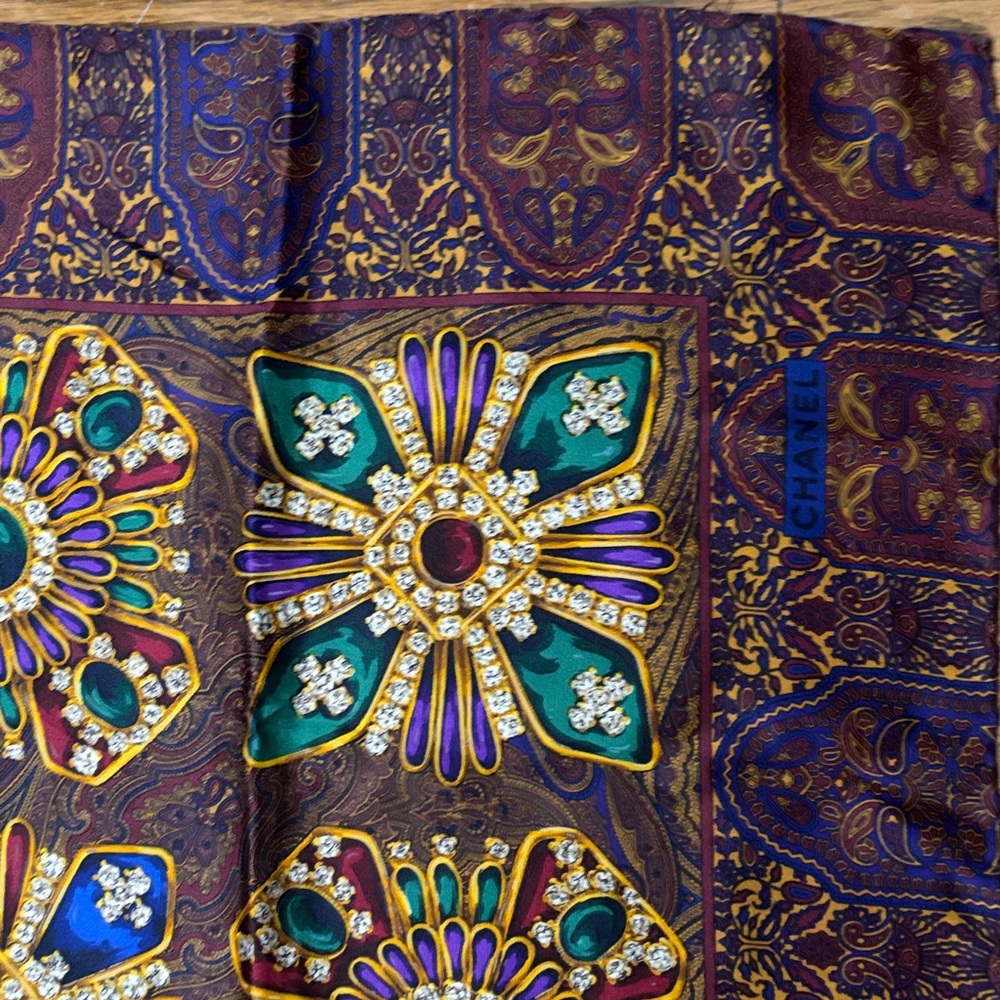 Chanel Silk Scarf Jewel Tone Design - Picture 2 of 10